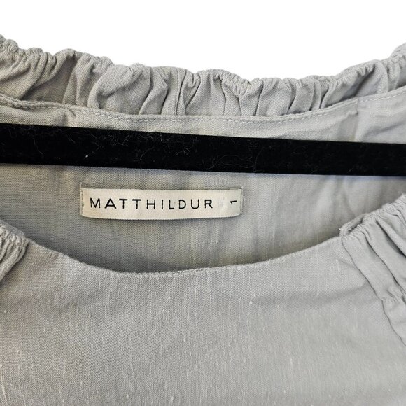 MATTHILDUR Womens Linen Blend Off Shoulder Lined Blouse, Tunic, Grey Size 1 - Picture 12 of 12